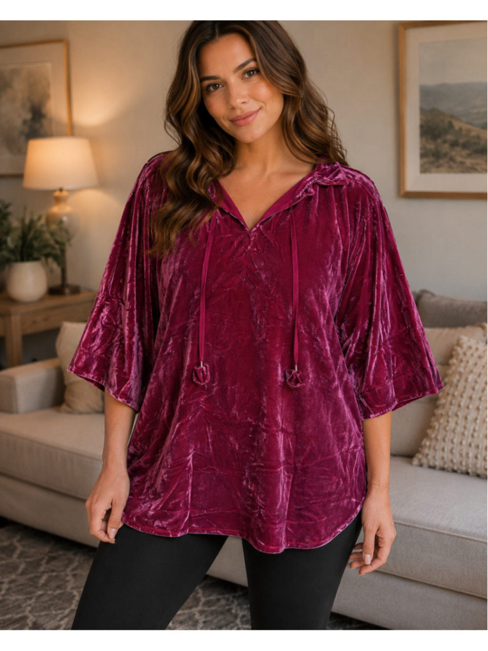 Women's Tommy Bahama Velvet Blouse Purple Size L